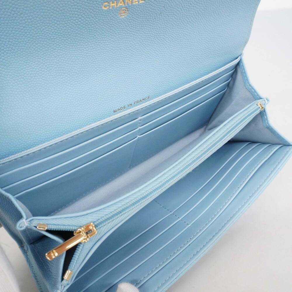 CHANEL Authentic Blue Caviar Leather Wallet - Picture 13 of 14